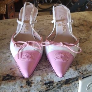 Chanel slingback 3"kitten heel sz.35.5